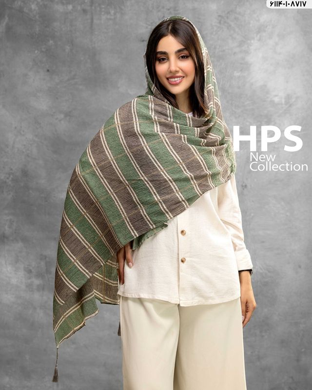 تصویر  شال برشکا دوردوخت منگوله دار