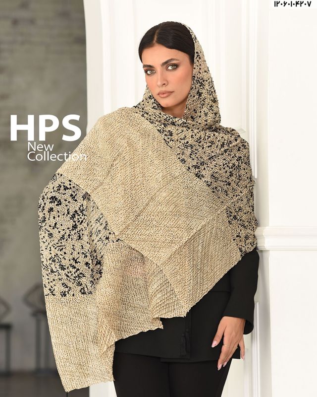 تصویر  شال حریر کجراه پلیسه دوردوخت