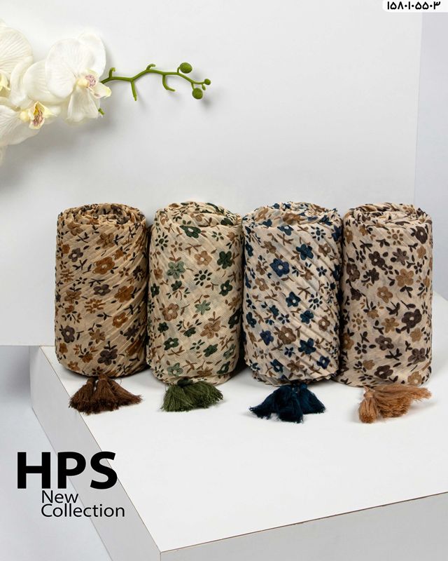 تصویر  شال چاپی پلیسه دور دوخت