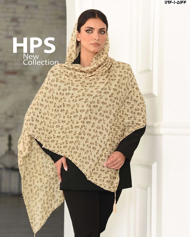 تصویر  شال نخی‌ترک پلیسه دوردوخت