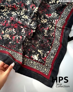 تصویر روسری نخی‌ژاکارد دوردوخت100