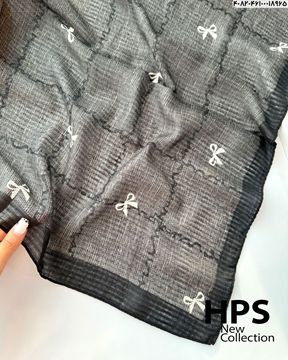 تصویر روسری نخی‌ژاکارد دوردوخت100