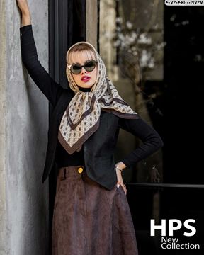 تصویر روسری نخی‌ژاکارد دوردوخت 100