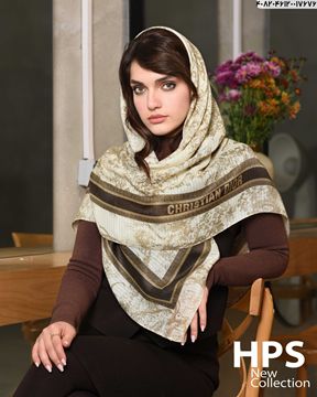 تصویر روسری نخی‌ژاکارد دوردوخت 100