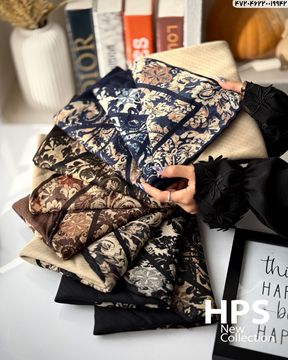 تصویر روسری نخی‌ژاکارد دست‌دوز 120