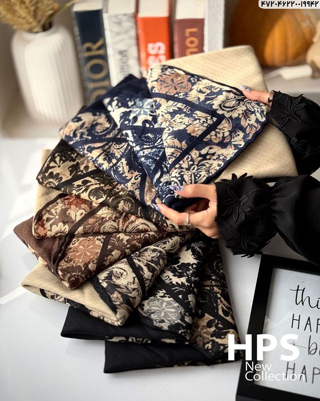 تصویر  روسری نخی‌ژاکارد دست‌دوز 120