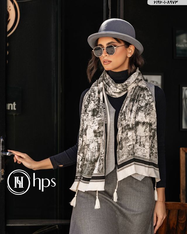 تصویر  شال سی‌آی اسکارف پلیسه دوردوخت منگوله‌دار