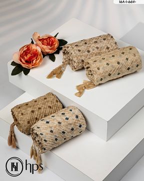 تصویر شال چاپی پلیسه دور دوخت