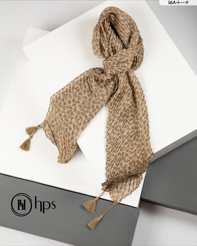 تصویر  شال چاپی پلیسه دور دوخت