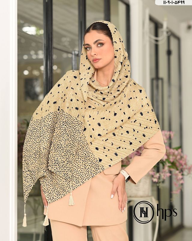 تصویر  شال اسلب پلیسه دوردوخت