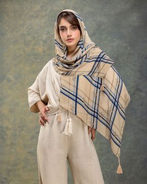 تصویر شال موندیال پلیسه دوردوخت منگوله‌دار