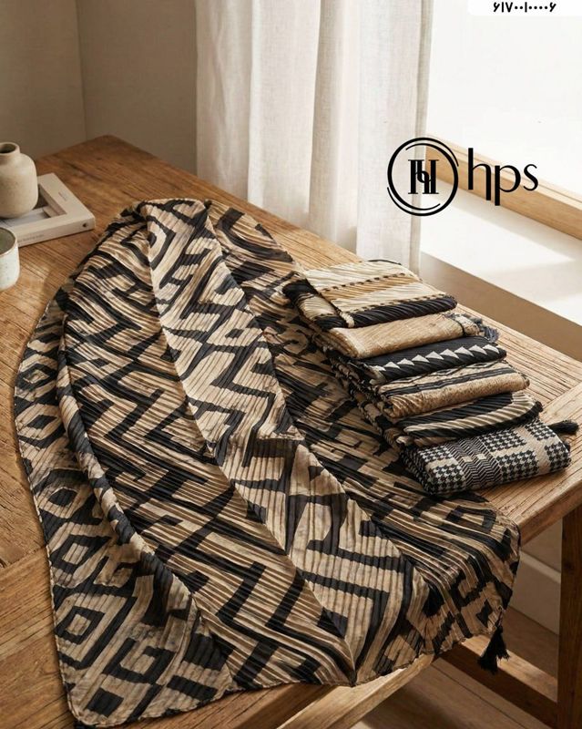 تصویر  شال سوپرنخ پلیسه دوردوخت منگوله‌دار