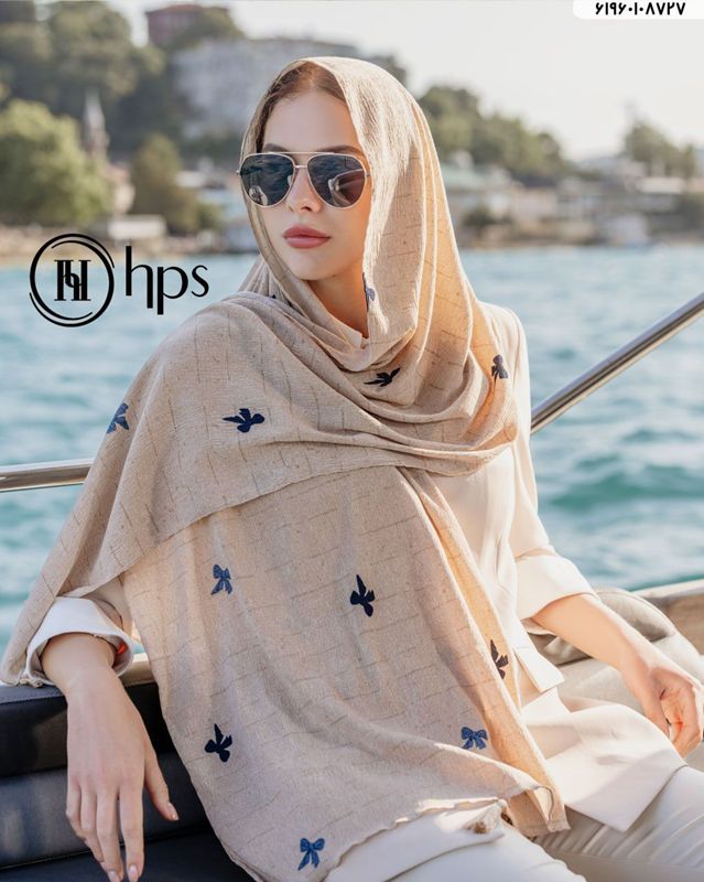 تصویر  شال سی ای اسکارف پلیسه دوردوخت منگوله دار