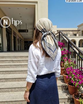 تصویر روسری نخی ژاکارد دست دوز 120