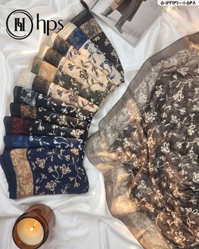 تصویر روسری نخی کرپ دوردوخت 100