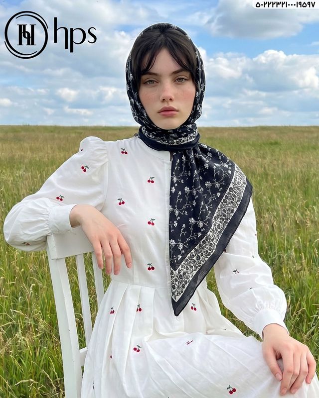 تصویر  روسری درختی دوردوخت 100
