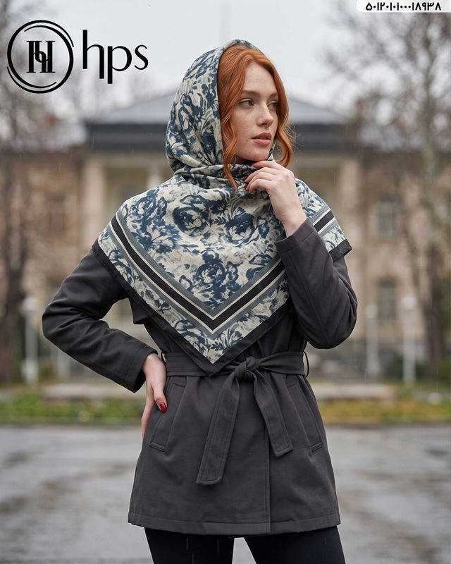تصویر  روسری نخی ژاکارد دوردوخت 100