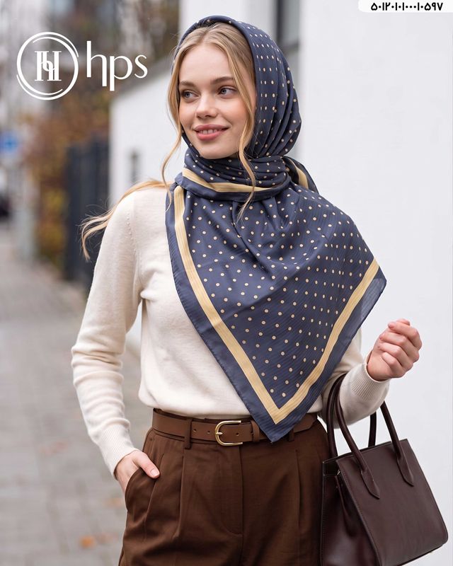 تصویر  روسری نخی ژاکارد دوردوخت 100