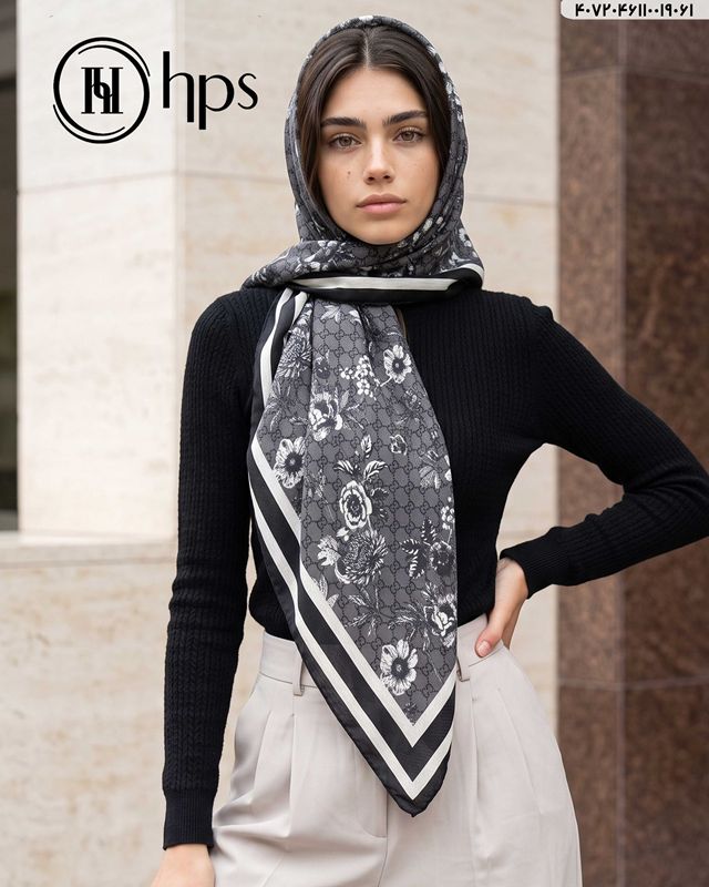 تصویر  روسری نخی ژاکارد دوردوخت 100