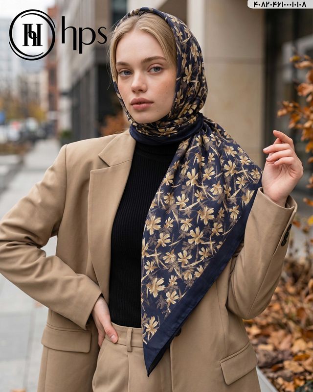 تصویر  روسری نخی ژاکارد دوردوخت 100