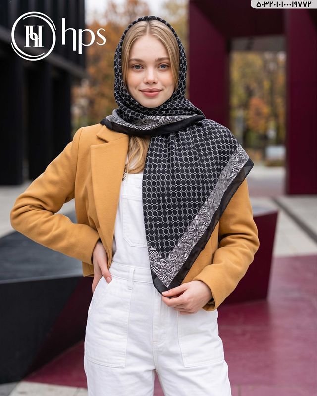 تصویر  روسری نخی ژاکارد دوردوخت 100
