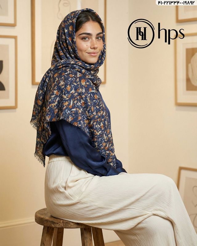 تصویر  روسری نخی کرپ چهارطرف ریشه 140