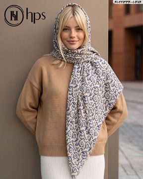 تصویر روسری نخی کرپ چهارطرف ریشه 140