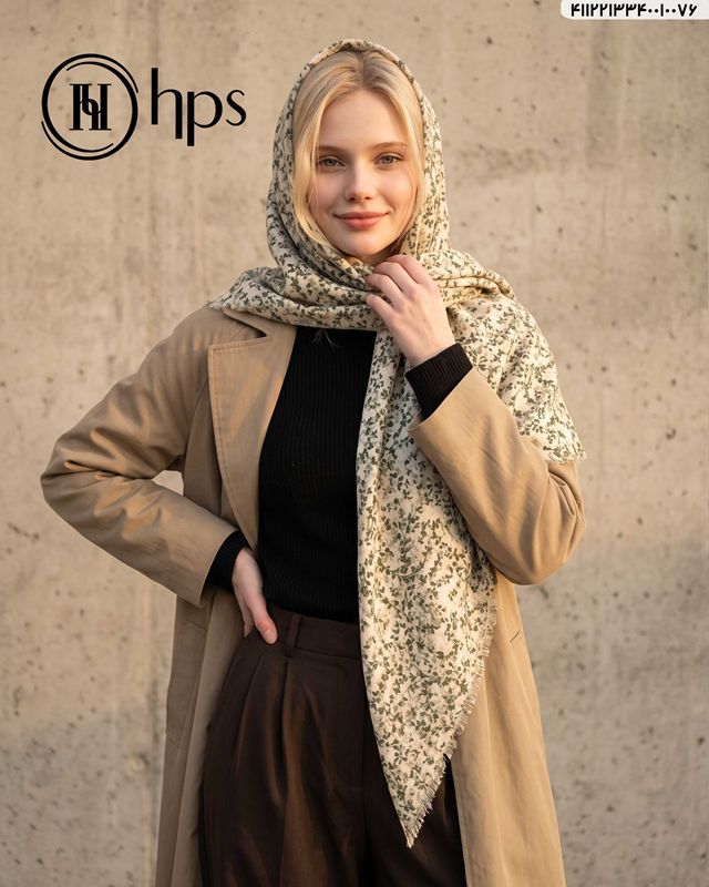 تصویر  روسری نخی کرپ چهارطرف ریشه 140