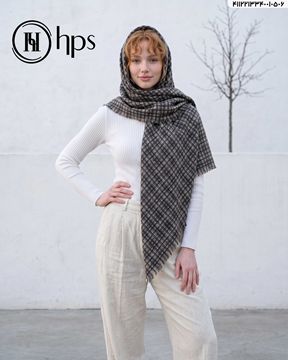 تصویر روسری نخی کرپ چهارطرف ریشه 140