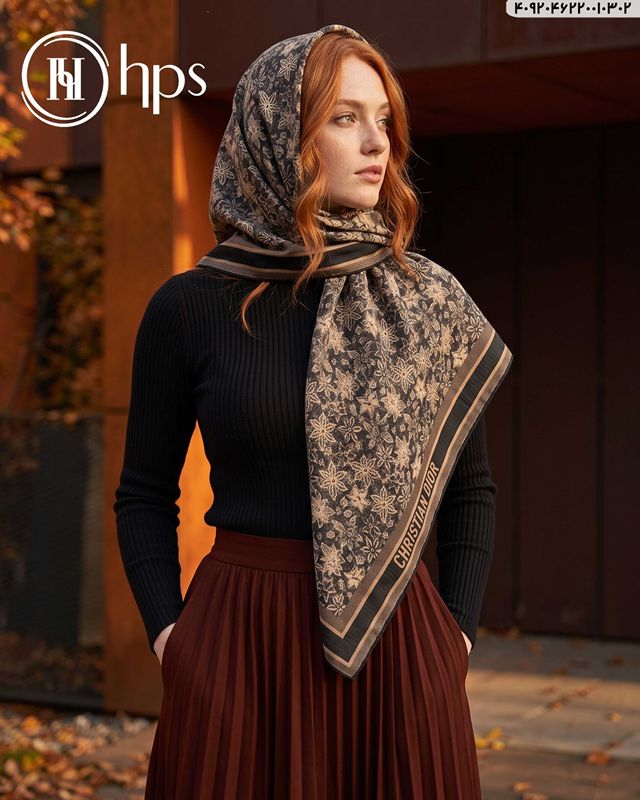 تصویر  روسری نخی ژاکارد دست دوز  120