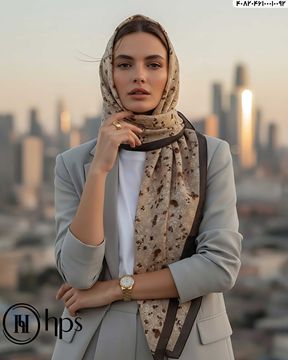 تصویر روسری نخی ژاکارد دوردوخت 100