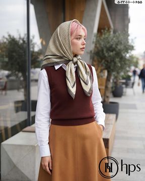 تصویر روسری نخی ژاکارد دوردوخت 100