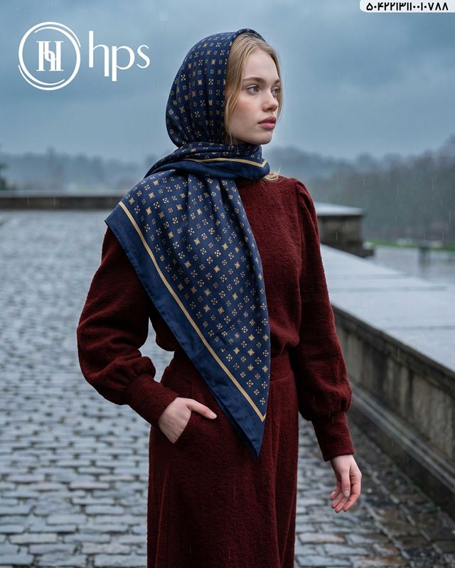 تصویر  روسری نخی کرپ دوردوخت 110