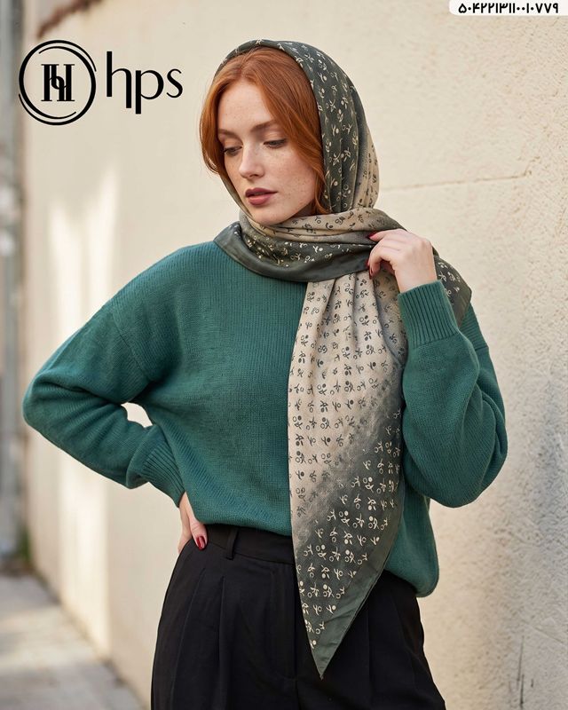 تصویر  روسری نخی کرپ دوردوخت 110